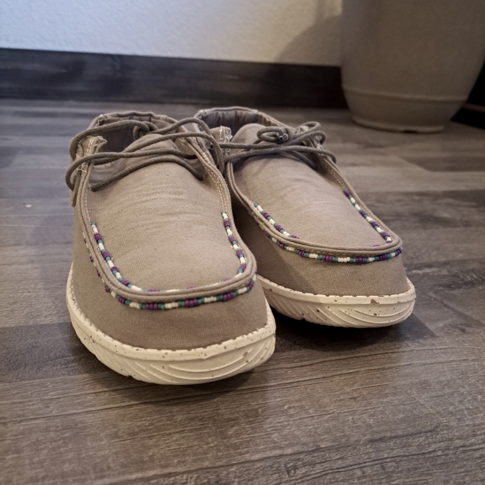 New, Beaded, One of Kind, Custom Hey Dude style Women's Shoes - Picture 2 of 8